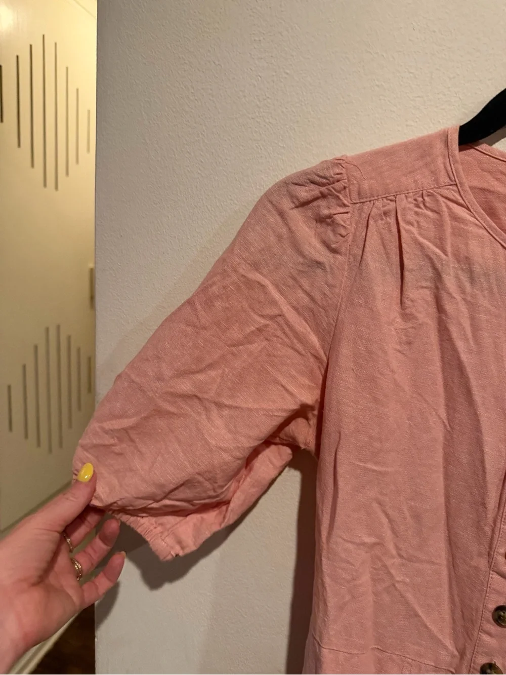 Madewell Blush Pink Button-Front Drawstring Jumpsuit